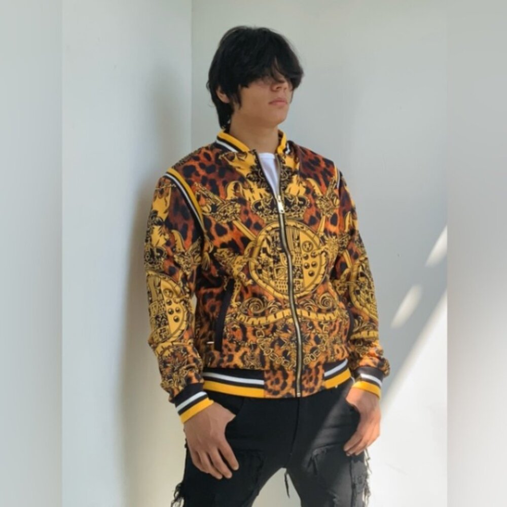 Men’s Royal Seven Cheetah Brown | Yellow | Black Track Jacket NWT